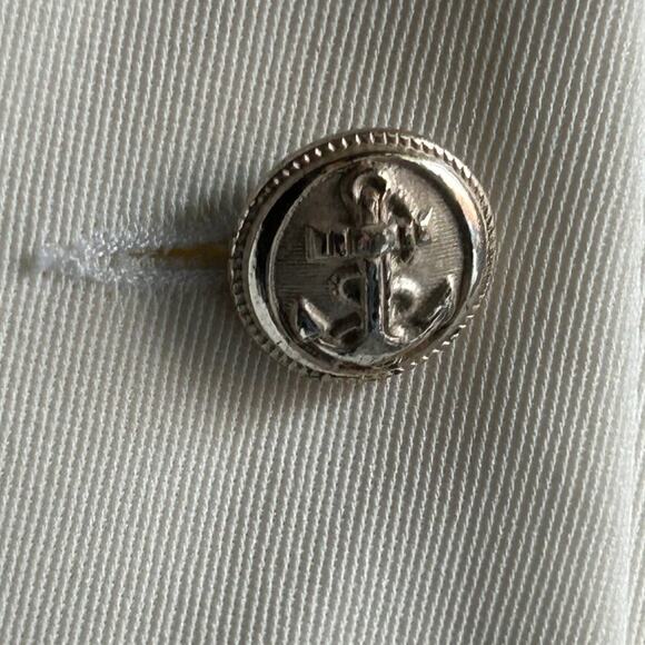 Vertigo Paris White Double Breasted Nautical Blazer w/ Anchor Buttons Large - Picture 13 of 13